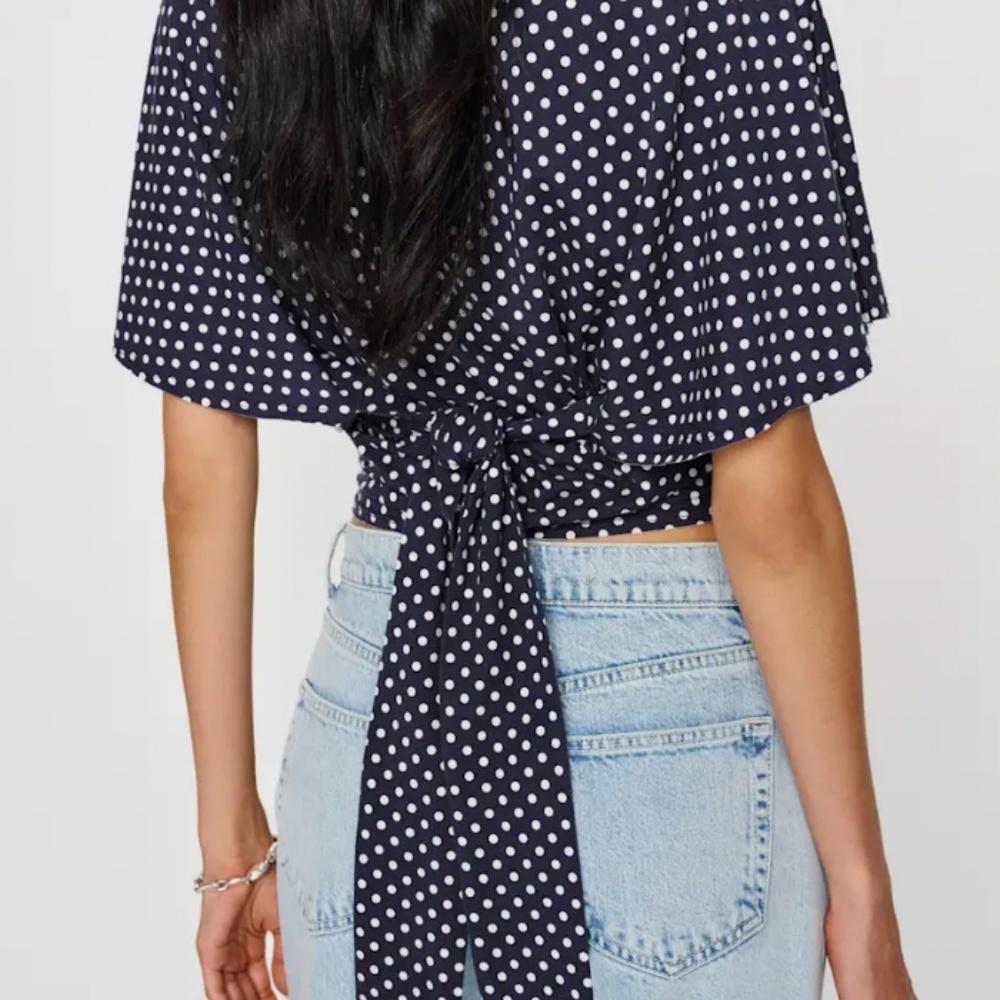 Reformation Avery Knit Top Polka Dot Size M - Picture 2 of 3